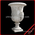Outdoor garden white marble stone flower pot for sale YL-H072